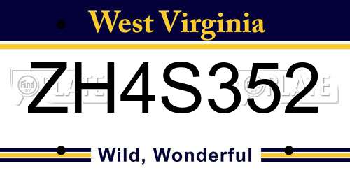 ZH4S352 West Virginia License Plate
