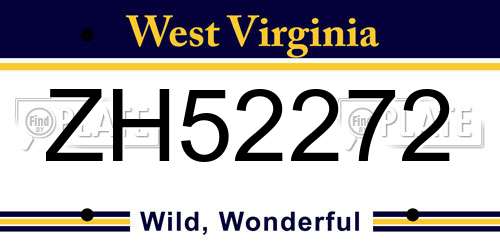 ZH52272 West Virginia License Plate
