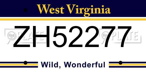 ZH52277 West Virginia License Plate