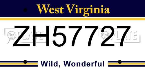 ZH57727 West Virginia License Plate