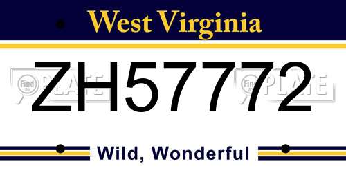 ZH57772 West Virginia License Plate