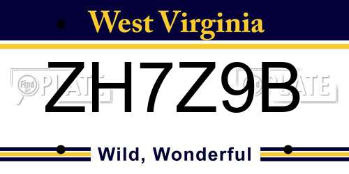 ZH7Z9B West Virginia License Plate