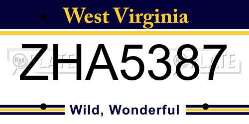 ZHA5387 West Virginia License Plate