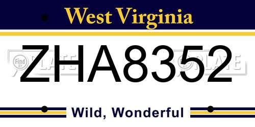 ZHA8352 West Virginia License Plate