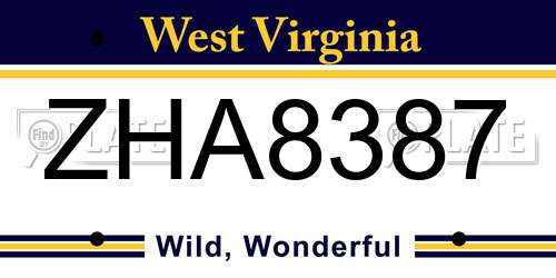 ZHA8387 West Virginia License Plate