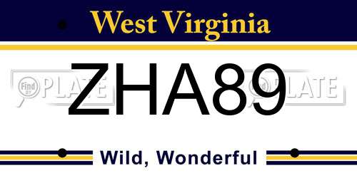 ZHA89 West Virginia License Plate