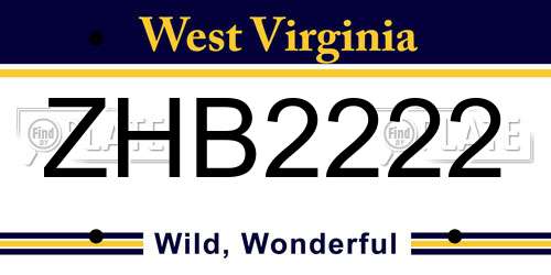 ZHB2222 West Virginia License Plate