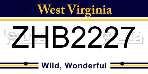 ZHB2227 West Virginia License Plate
