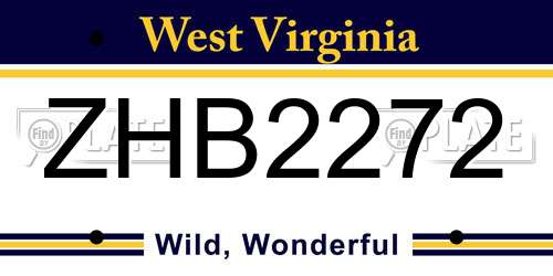 ZHB2272 West Virginia License Plate