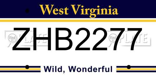 ZHB2277 West Virginia License Plate