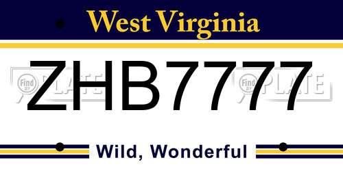 ZHB7777 West Virginia License Plate