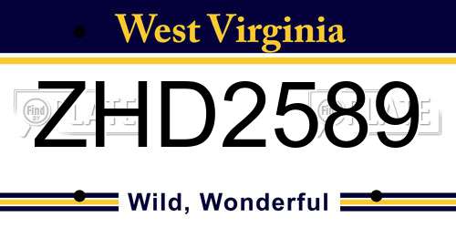ZHD2589 West Virginia License Plate