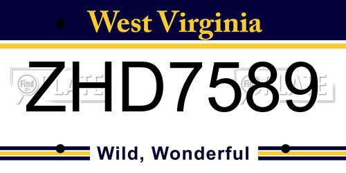 ZHD7589 West Virginia License Plate