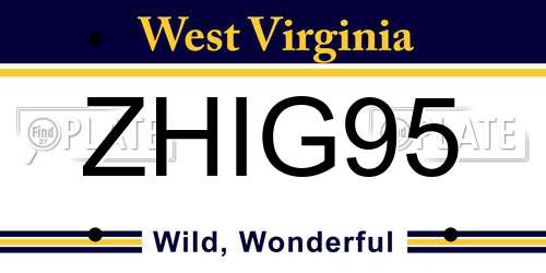 ZHIG95 West Virginia License Plate