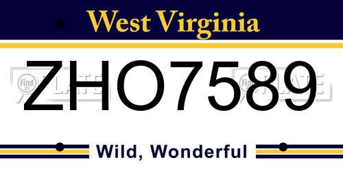 ZHO7589 West Virginia License Plate