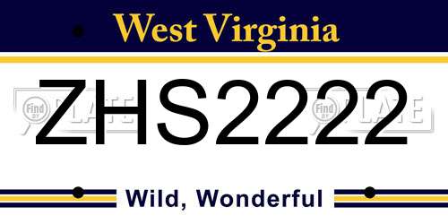 ZHS2222 West Virginia License Plate