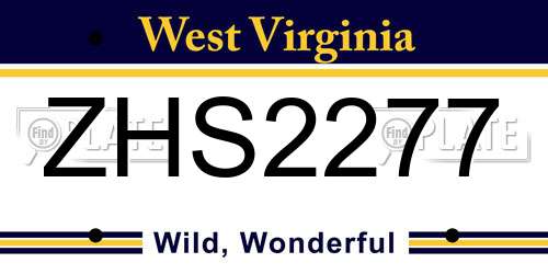 ZHS2277 West Virginia License Plate