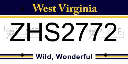 ZHS2772 West Virginia License Plate