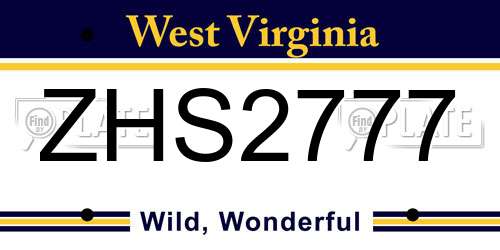 ZHS2777 West Virginia License Plate