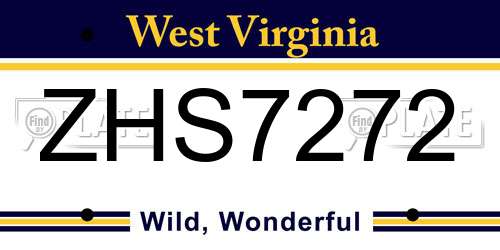 ZHS7272 West Virginia License Plate