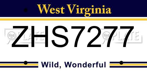 ZHS7277 West Virginia License Plate