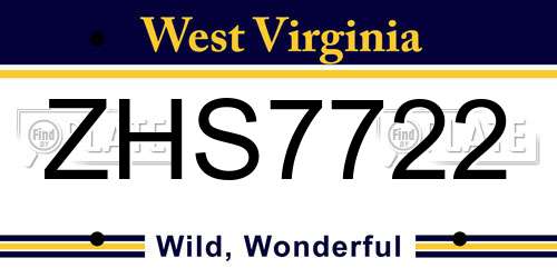 ZHS7722 West Virginia License Plate