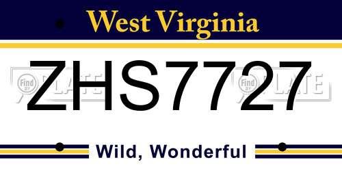 ZHS7727 West Virginia License Plate
