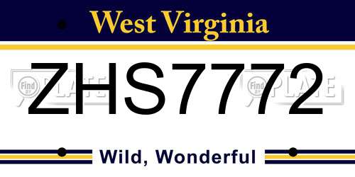 ZHS7772 West Virginia License Plate