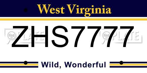 ZHS7777 West Virginia License Plate