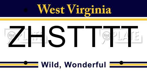 ZHSTTTT West Virginia License Plate