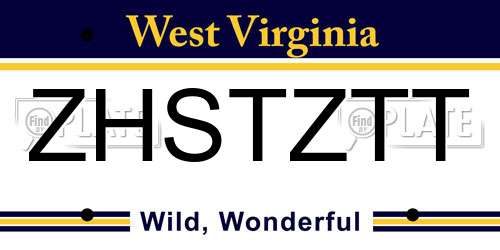 ZHSTZTT West Virginia License Plate