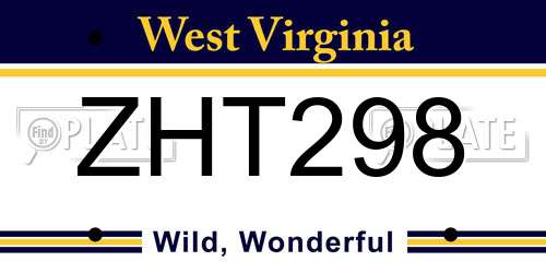 ZHT298 West Virginia License Plate
