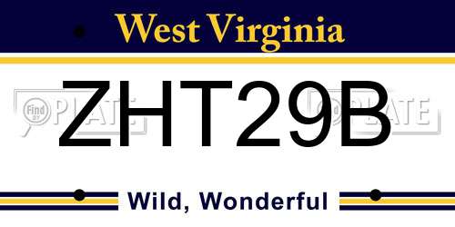 ZHT29B West Virginia License Plate