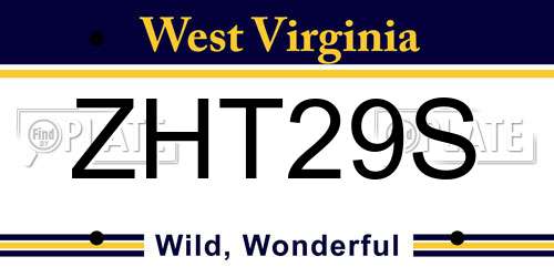 ZHT29S West Virginia License Plate