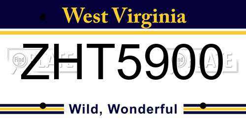 ZHT5900 West Virginia License Plate