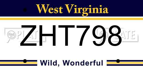 ZHT798 West Virginia License Plate
