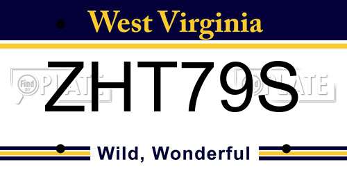 ZHT79S West Virginia License Plate
