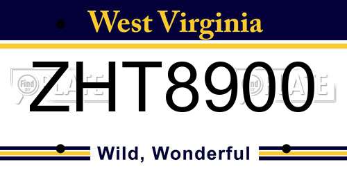 ZHT8900 West Virginia License Plate