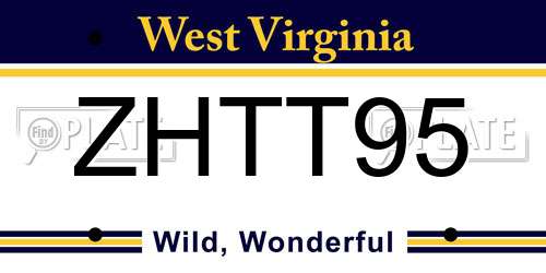 ZHTT95 West Virginia License Plate
