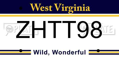 ZHTT98 West Virginia License Plate