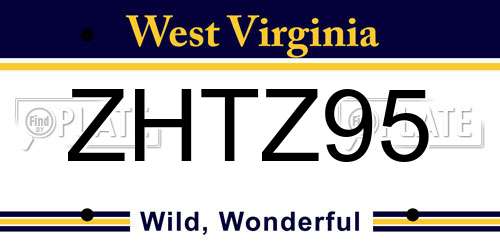 ZHTZ95 West Virginia License Plate