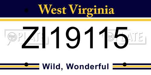ZI19115 West Virginia License Plate