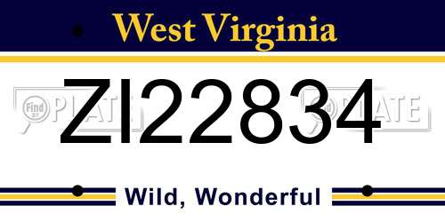 ZI22834 West Virginia License Plate