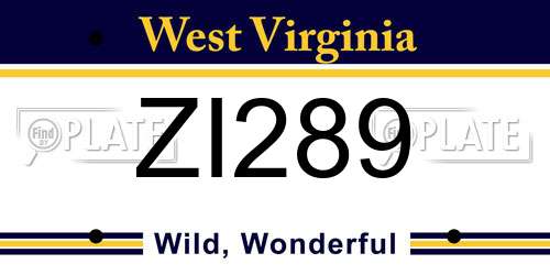 ZI289 West Virginia License Plate