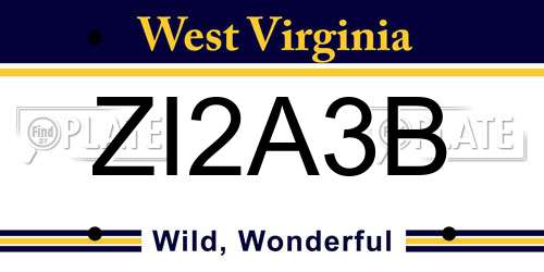 ZI2A3B West Virginia License Plate