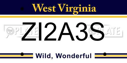 ZI2A3S West Virginia License Plate