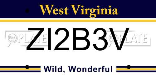 ZI2B3V West Virginia License Plate