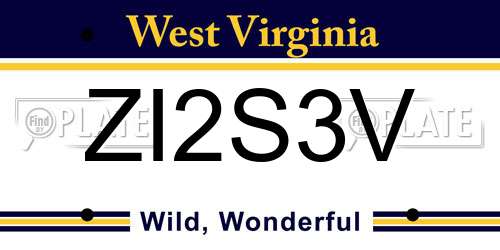 ZI2S3V West Virginia License Plate