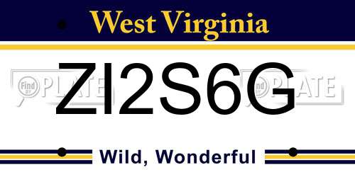 ZI2S6G West Virginia License Plate