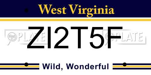ZI2T5F West Virginia License Plate